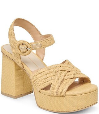Bety Raffia Ankle Strap Block Heel Platform Sandals | Dillard's