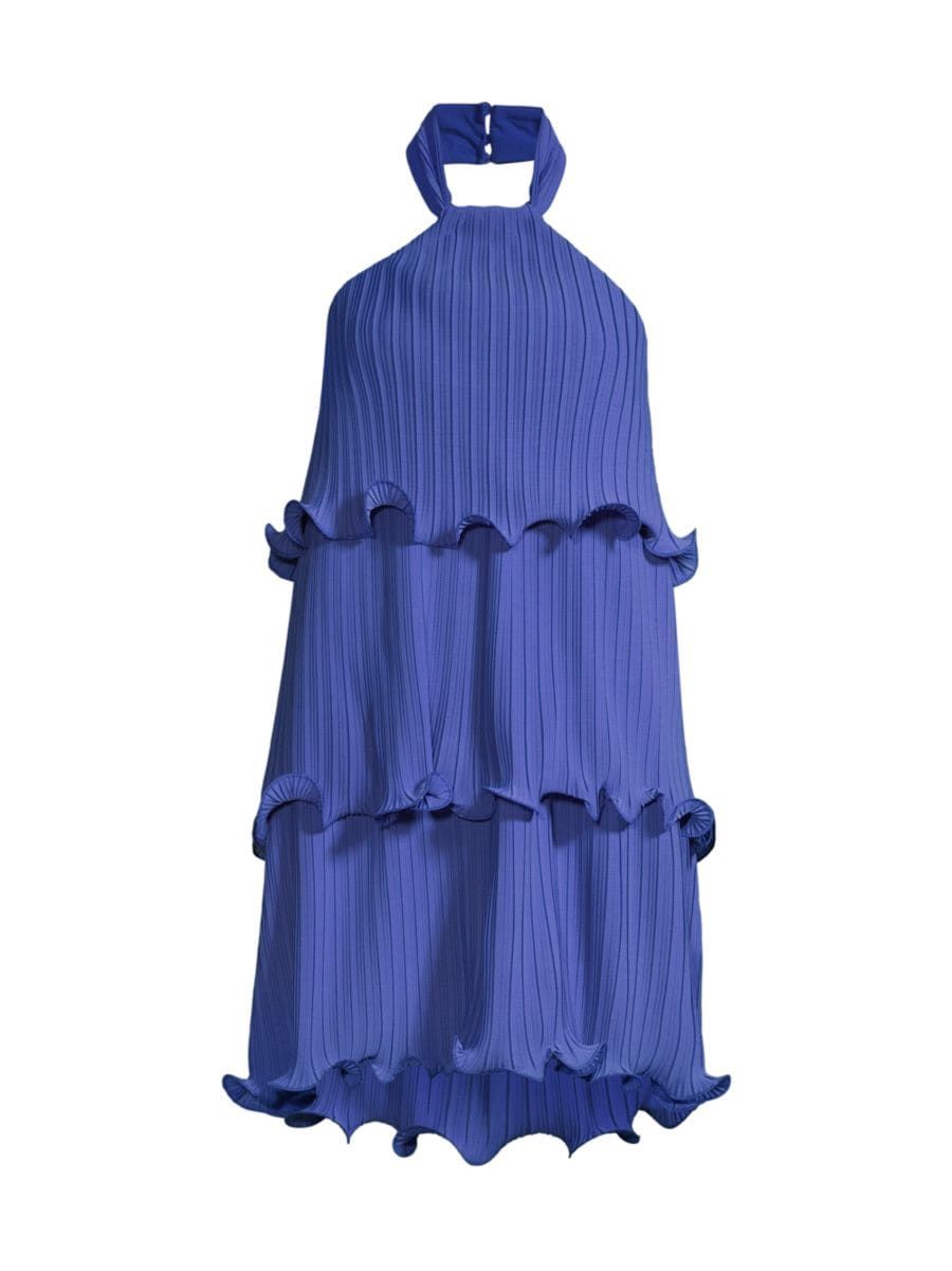 Pleated Chiffon & Georgette Halter Minidress | Saks Fifth Avenue