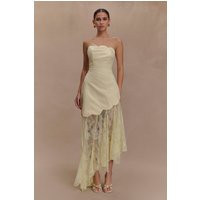 Aleena Satin And Lace Maxi Dress / Lemon | MESHKI | M | MESHKI US