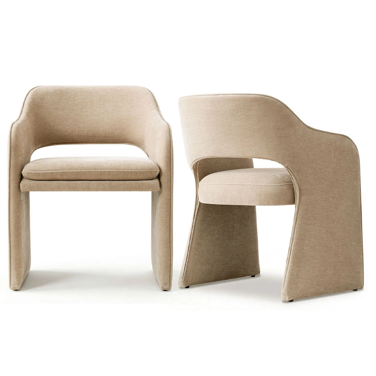19" Seat Height Upholstered Chenille Dining Armchair (Set of 2) | Wayfair North America