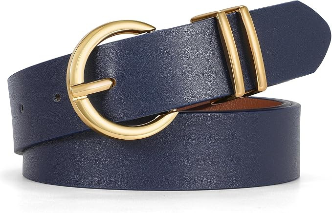 WHIPPY Women Leather Belt Fashion Design belt Gold Buckle Ladies Belt for Jeans Pants Dresses | Amazon (US)