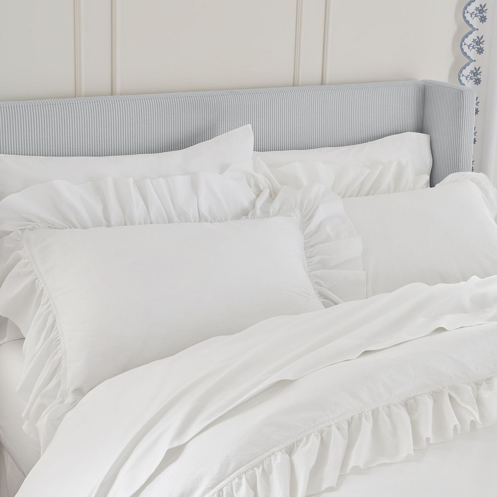 Washed Cotton Ruffle Organic Duvet Cover | Pottery Barn Teen