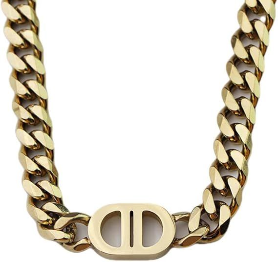 Cuban Link Chain for Women 18k Gold for Love Stainless Steel Hinged Love Jewelry Choker Necklace ... | Amazon (US)