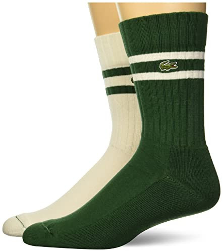 Lacoste Men's 2-Pack Striped Tube Socks, 2.5-5, Green/White | Amazon (US)