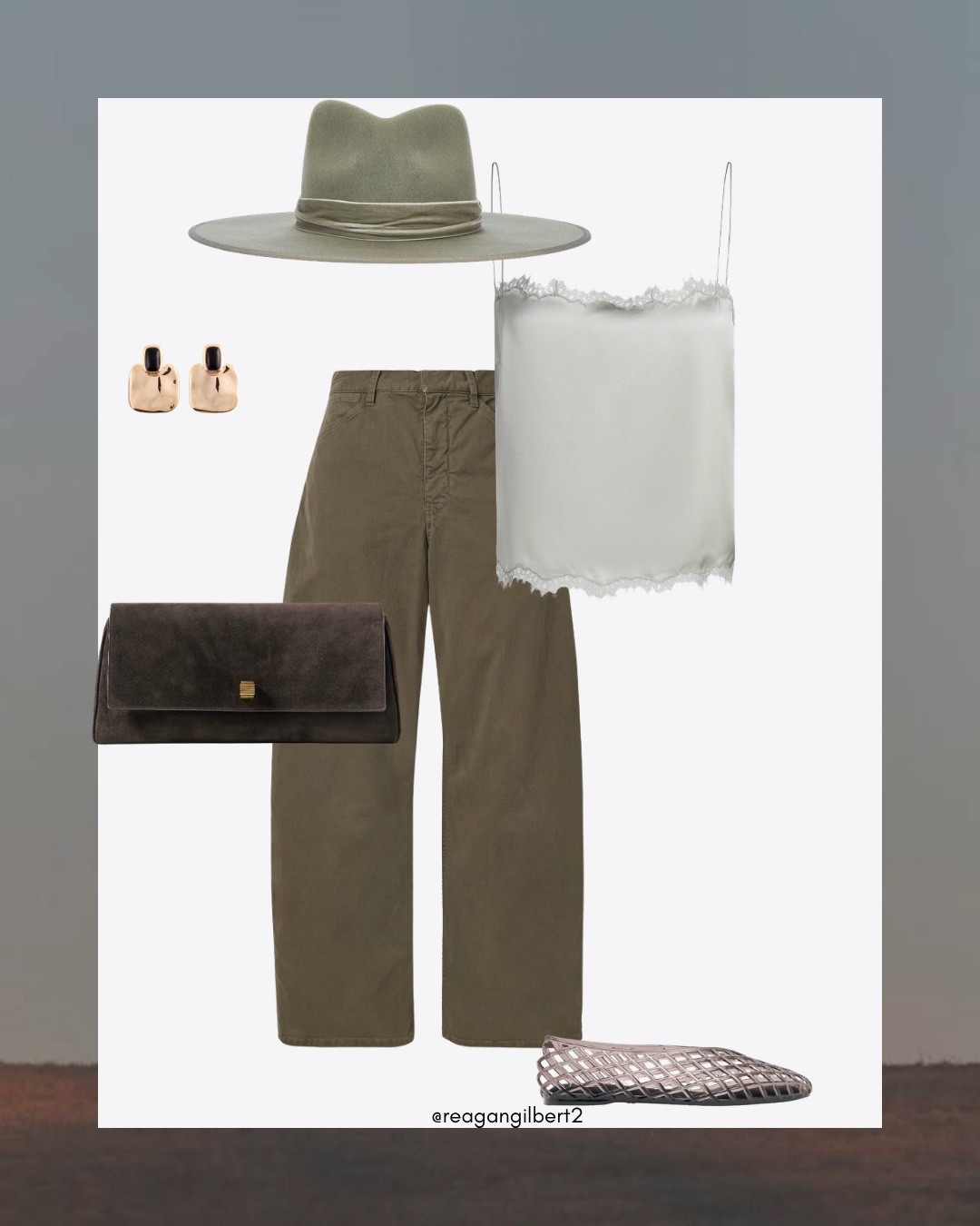 Cutest concert, festival or vacation outfit for summer 2026! Silk and satin lace cami top, some cargo pants, a pair of jelly ballet flats and a cute clutch. So cute, chic, stylish. #ootd #outfitinspo

#LTKgrwm #LTKootd #LTKdayinmylife