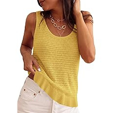 PRETTYGARDEN Crochet Tops for Women 2026 Resort Wear Summer Boho Sleeveless Sweater Tank Tops Bea... | Amazon (US)