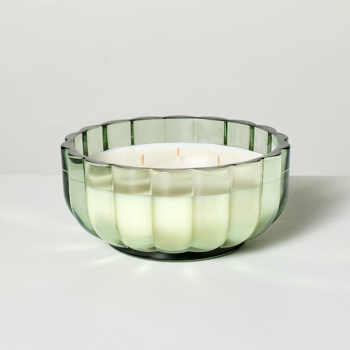 Scalloped Glass Fireside Spruce Christmas Jar Candle Green - Hearth & Hand™ with Magnolia | Target