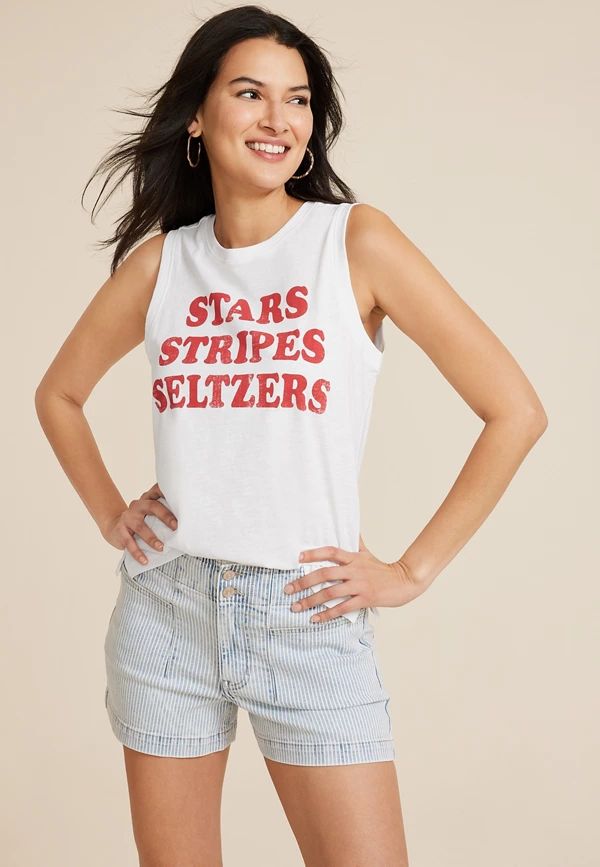 Sunseeker Stars Stripes Seltzers Graphic Tank | Maurices