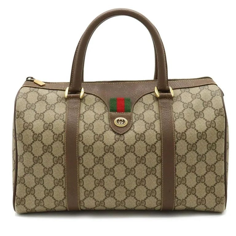 Pre-Owned GUCCI Gucci Old Sherry Line Handbag Boston Bag PVC Leather Khaki Beige Mocha Brown 40.0... | Walmart (US)