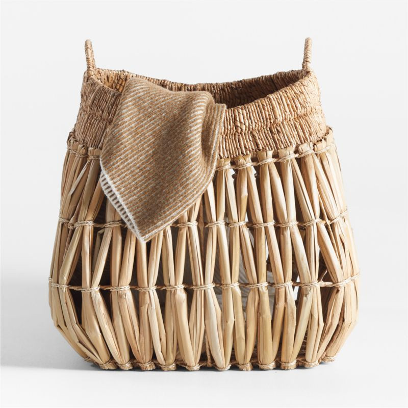 Oketo Beige Large Rattan Decorative Basket + Reviews | Crate & Barrel | Crate & Barrel