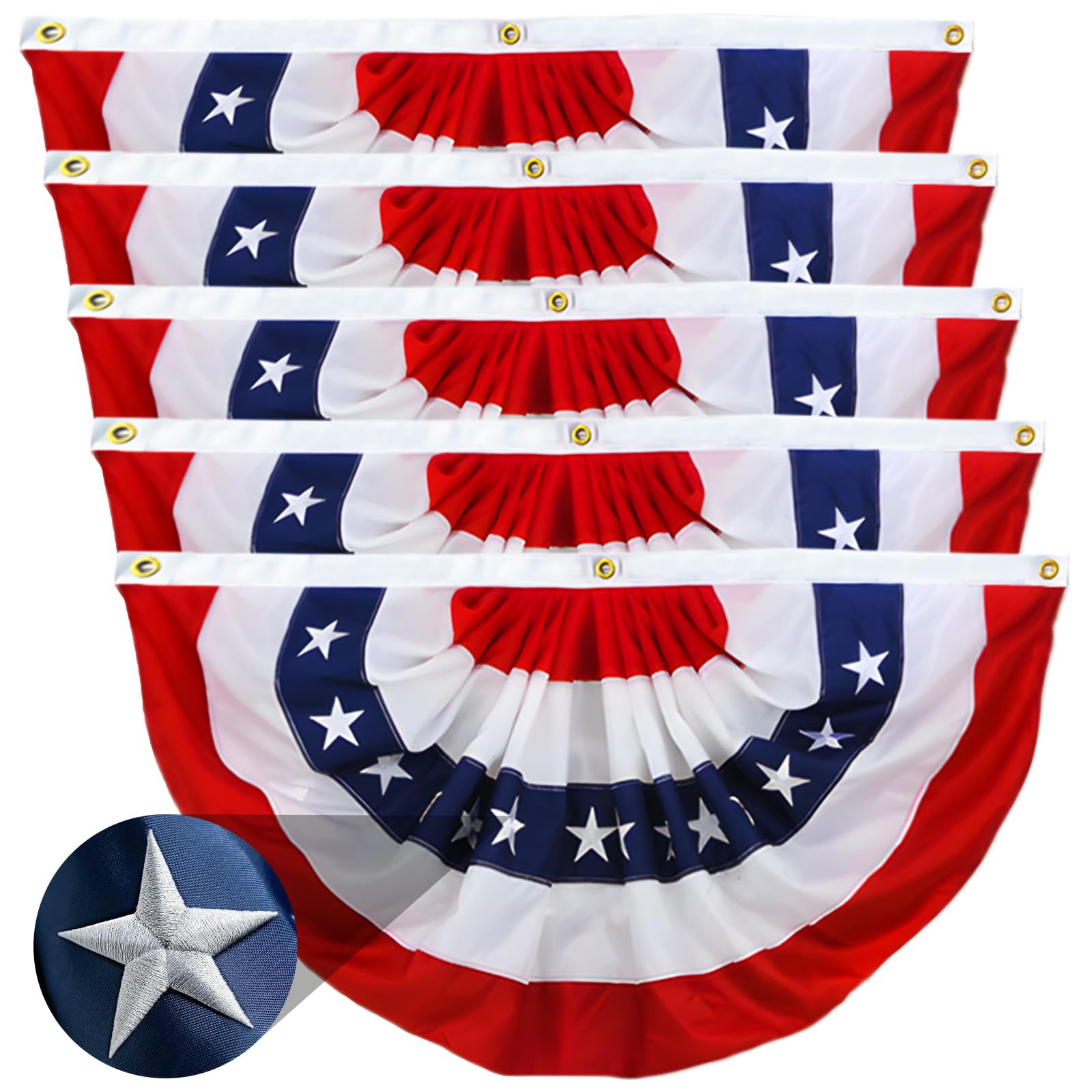 Americana Bunting Flags Outdoor 2x4 Ft,Pleated Fan Flag with Embroidered Stars,Red White and Blue... | Amazon (US)