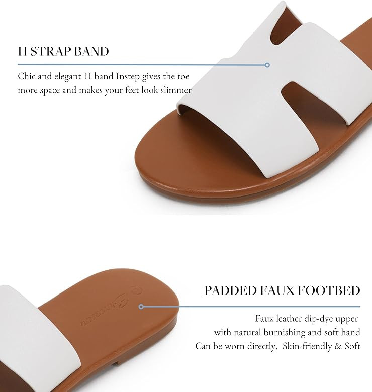 Ermonn Womens Faux Leather Strap Slide Sandals Cutout Slip On Open Toe Beach Comfort Sandals Summ... | Amazon (CA)