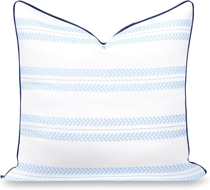 Hofdeco Premium Coastal Hampton Patio Indoor Outdoor Throw Pillow Cover Only, 22"x22" Water Repel... | Amazon (US)