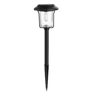 Hampton Bay Laurelview 14 Lumens Black Weather Resistant LED Outdoor Solar Path Light with Water ... | The Home Depot