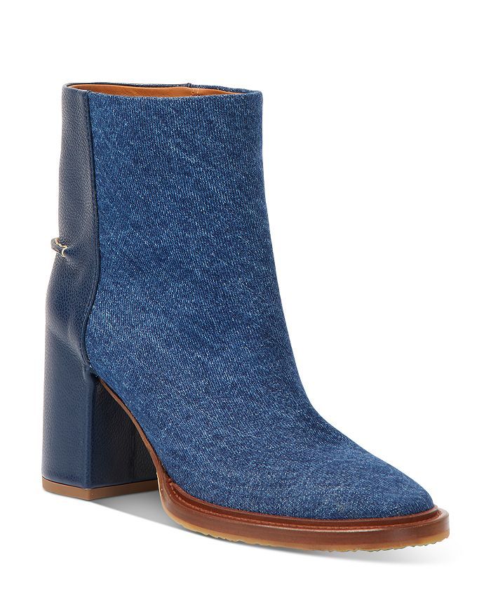 Women's Edith Denim & Leather Heeled Ankle Boots | Bloomingdale's (US)