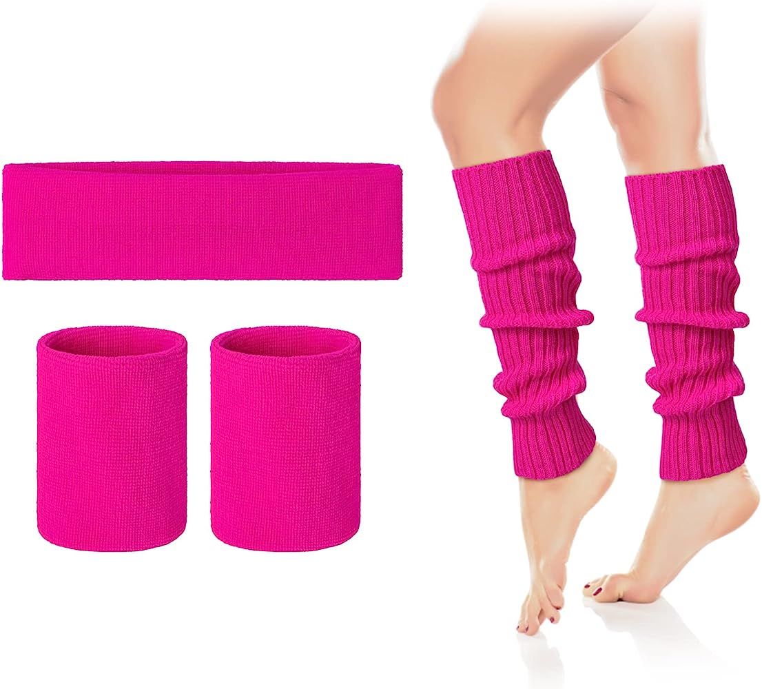 Leg Warmers for Women 80s Headband Wristbands Set Costumes Party Yoga Sports 80s Accessories for ... | Amazon (US)