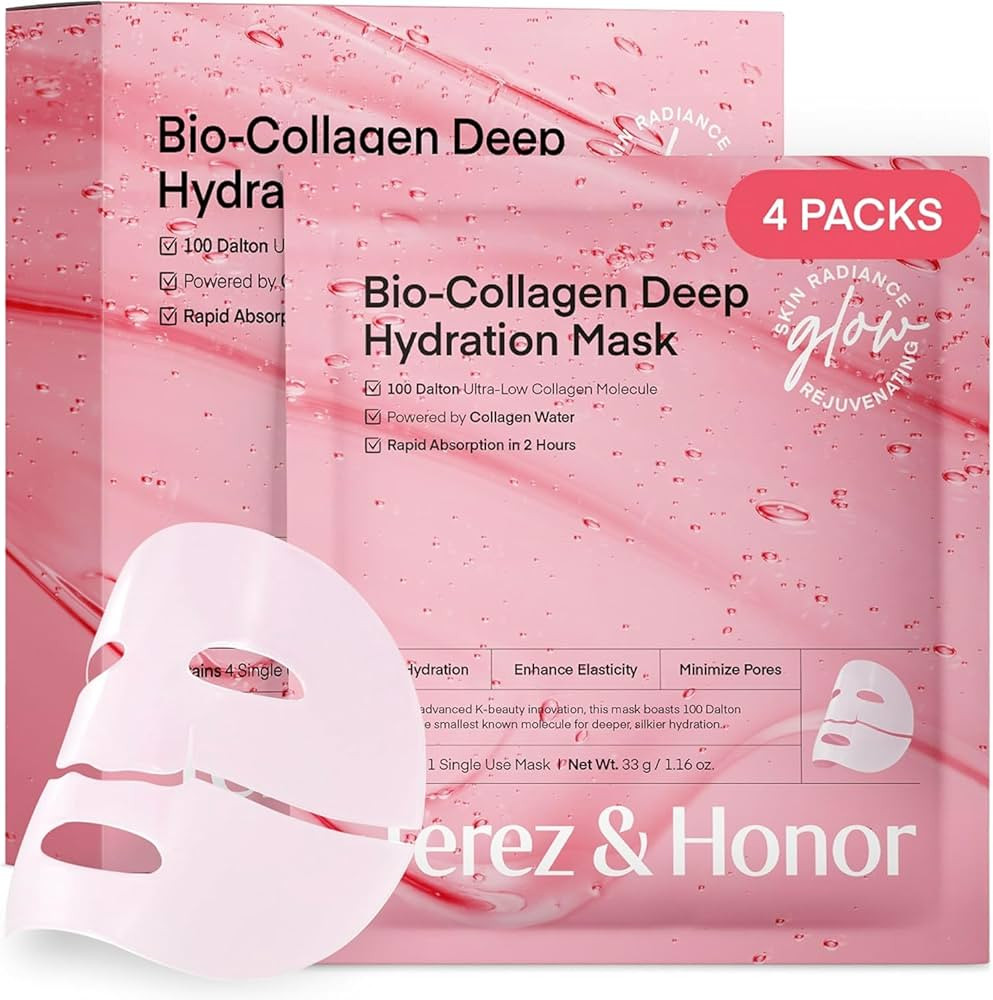 TEREZ & HONOR Korean Real Deep Bio Collagen Face Mask - 4ea x 33g Hydrogel Overnight Masks for De... | Amazon (US)