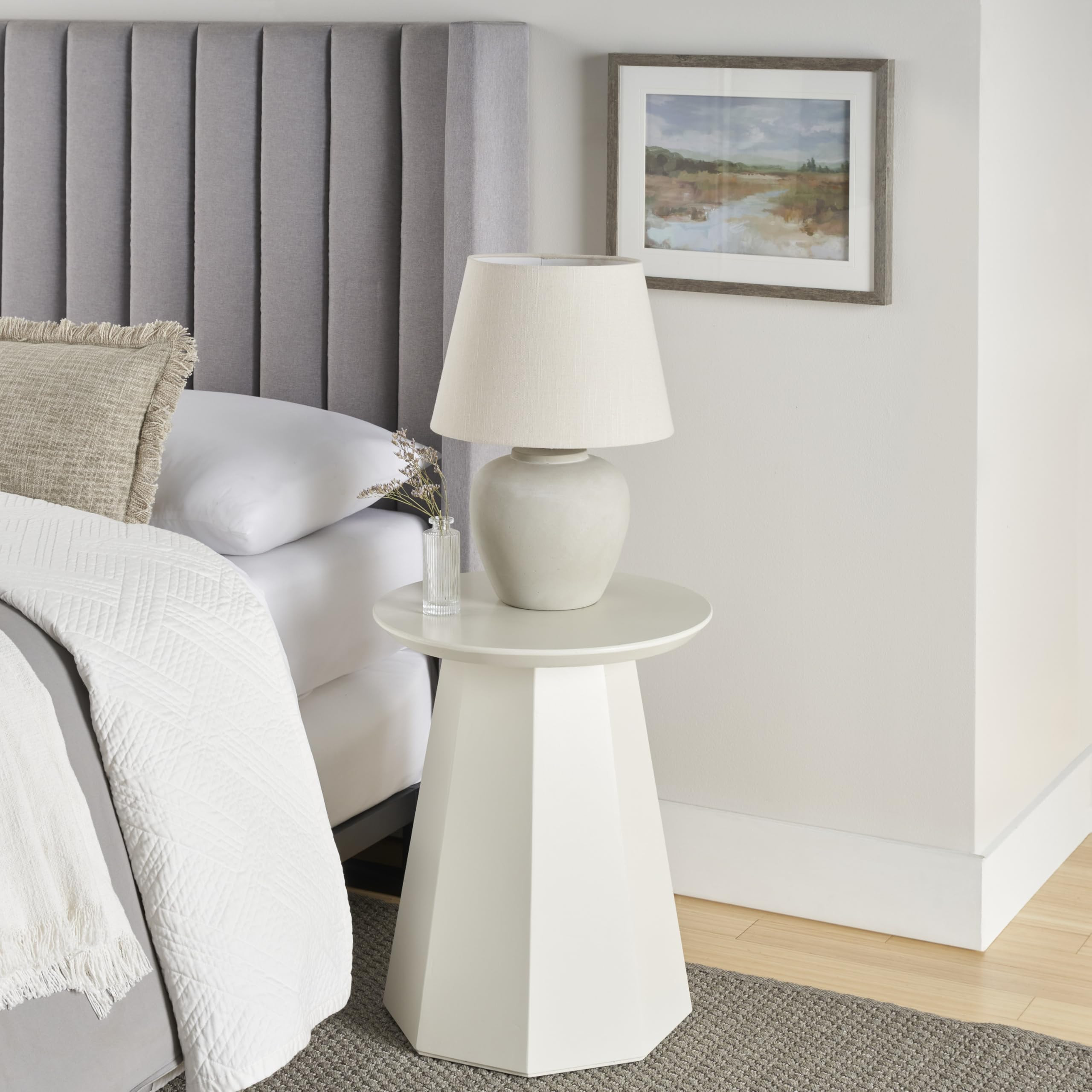 Nourison Home 20" Sand (Light Beige) Ceramic Pot Table Lamp for Bedroom, Living Room, Console, En... | Amazon (US)