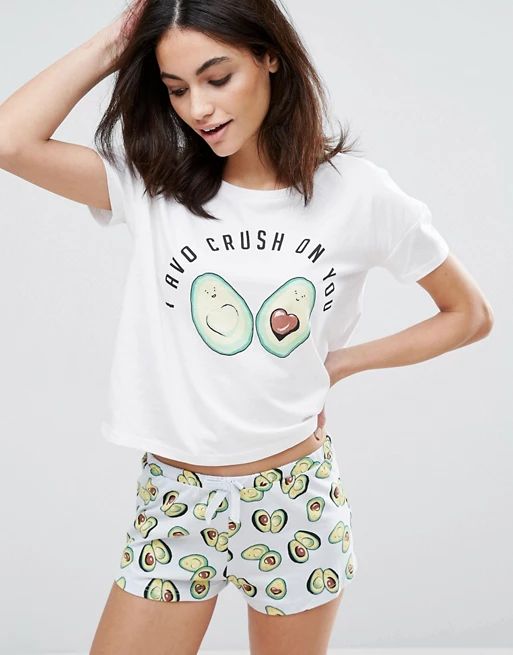 New Look Avocado Pajama Tee And Short Set | ASOS US