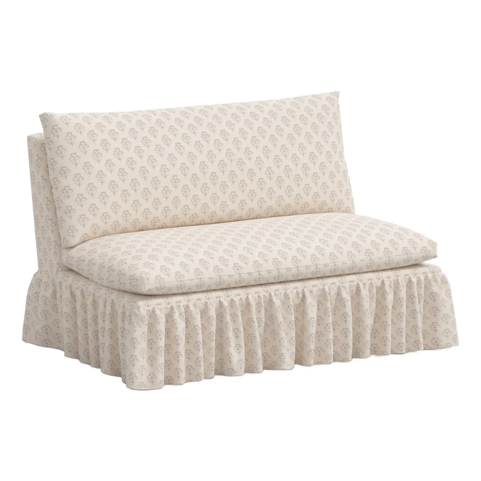 Stoffer Home x Cloth & Company Thelma 47" Ruffle Settee in Francie Cream | Chairish