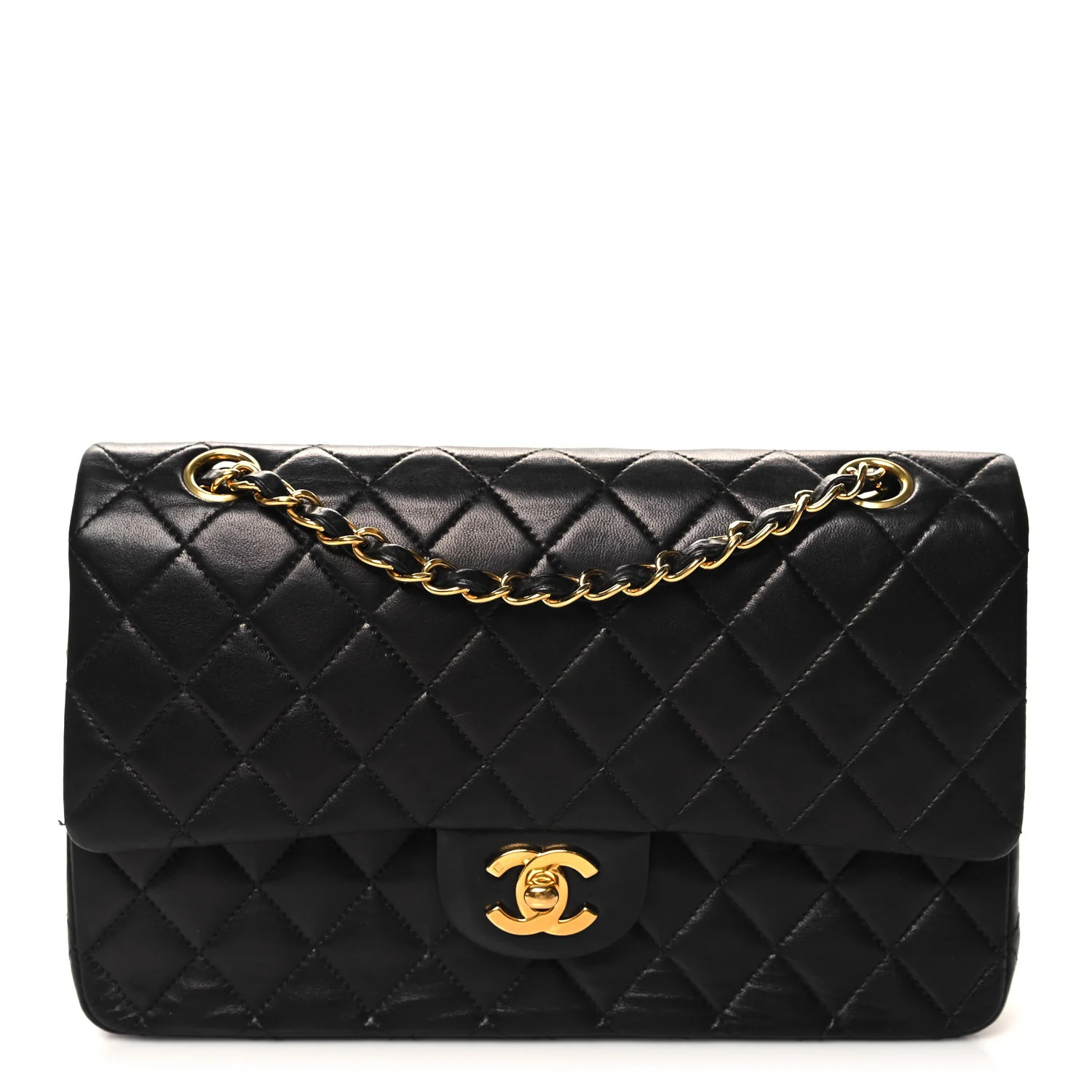 Lambskin Quilted Medium Double Flap Black | FASHIONPHILE (US)