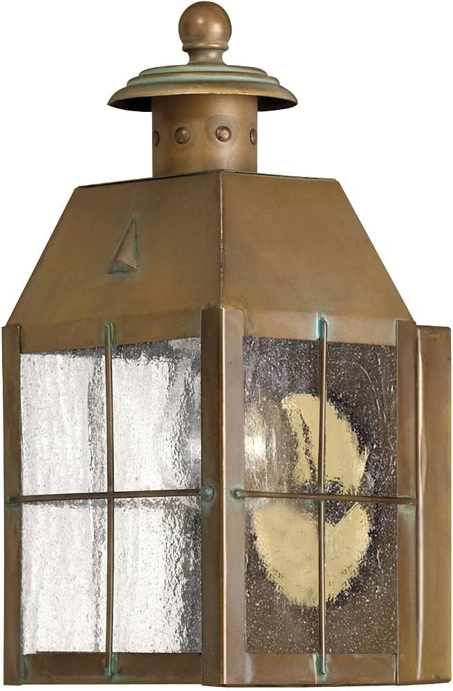 Hinkley Nantucket Single Light Outdoor Wall Mount Lantern, Brass Material, Clear Seedy Glass Pane... | Amazon (US)