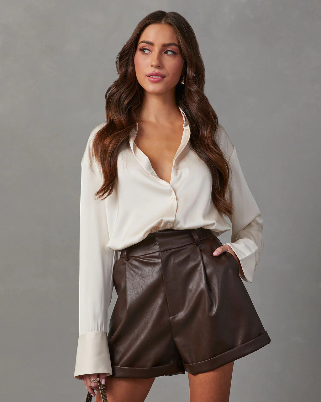 Carla Pocketed Faux Leather Shorts | VICI