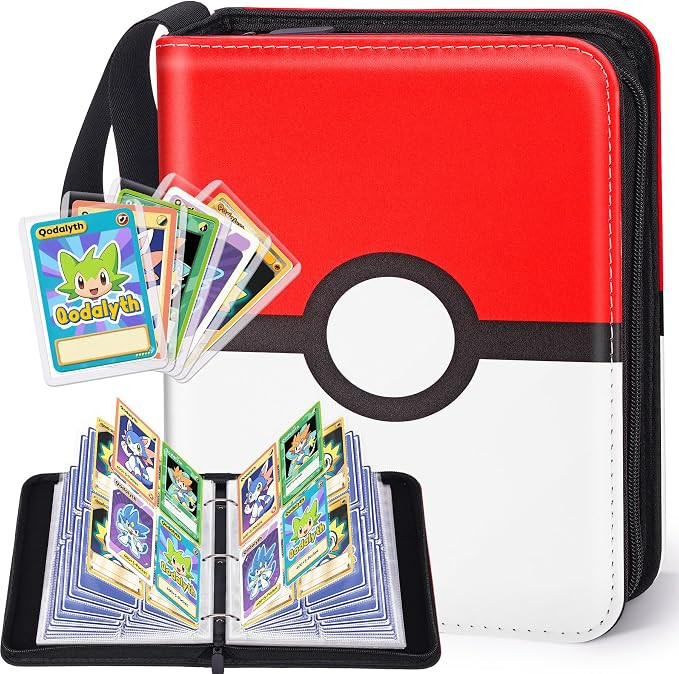 4 Pocket Card Binder with Zipper, Holds 400 Cards, PU Trading Card Album with 5 Hard Plastic Slee... | Amazon (US)