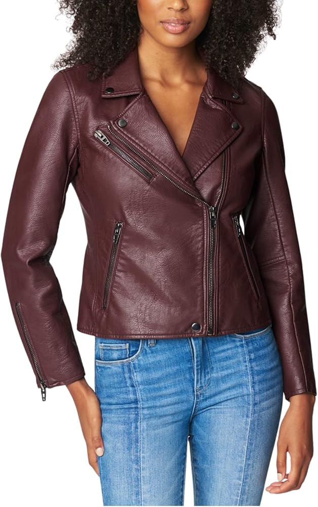 [BLANKNYC] Womens Luxury Clothing Semi Fitted Vegan Leather Motorcycle Jacket | Amazon (US)