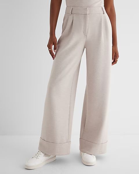 Stylist High Waisted Luxe Lounge Cuffed Wide Leg Pant | Express (Pmt Risk)