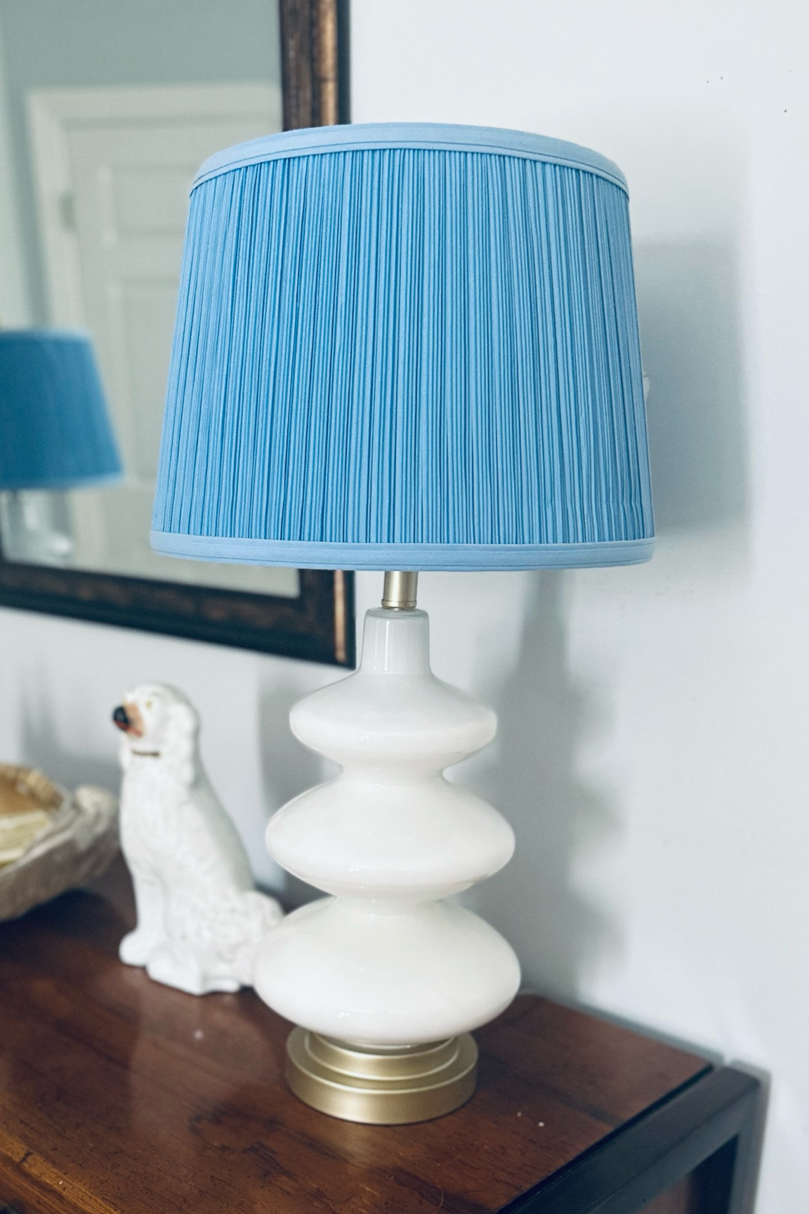Ballard Designs pleated lampshade in cornflower blue 

#LTKhome #LTKsalealert
