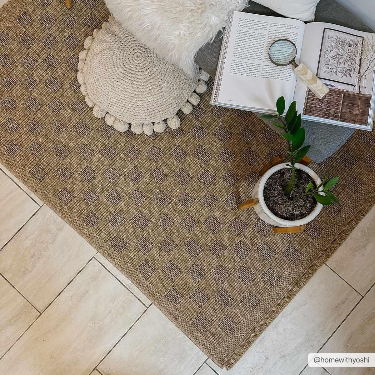 Jurek Beige Checkered Area Rug | Boutique Rugs