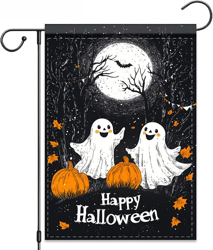 Happy Halloween Garden Flag 12X18 IN Double Sided Vintage Ghosts, Pumpkins Garden Flags for Hallo... | Amazon (US)