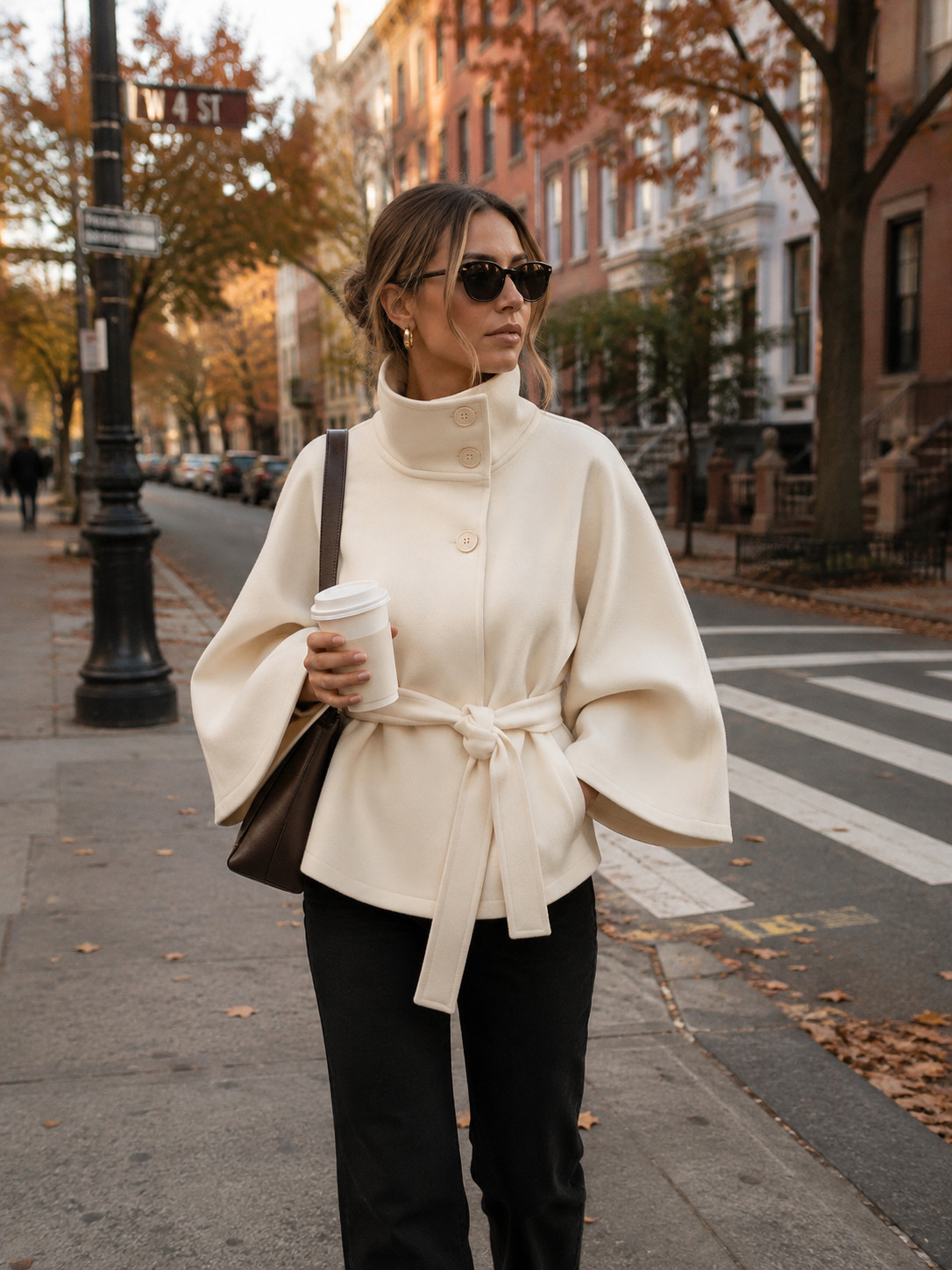 Obsessed with how clean and expensive this ivory cape jacket looks 🤍 The high collar, statement buttons, and tie waist make it such an easy piece to throw over black pants or denim when you want to look put together without doing too much. Such a pretty Amazon fall outerwear find. #AmazonFashion #IvoryCoat #CapeJacket #FallOuterwear #FallFashion #NeutralStyle #FallOutfit #AmazonFinds #AutumnStyle #ChicFallOutfit 

 #LTKootd #LTKSeasonal #LTKSaleAlert
