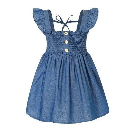 Younger Tree Baby Girl Dress Kid Summer Sleeveless Denim Beach Casual A-line Sundress for 18-24 Months | Walmart (US)