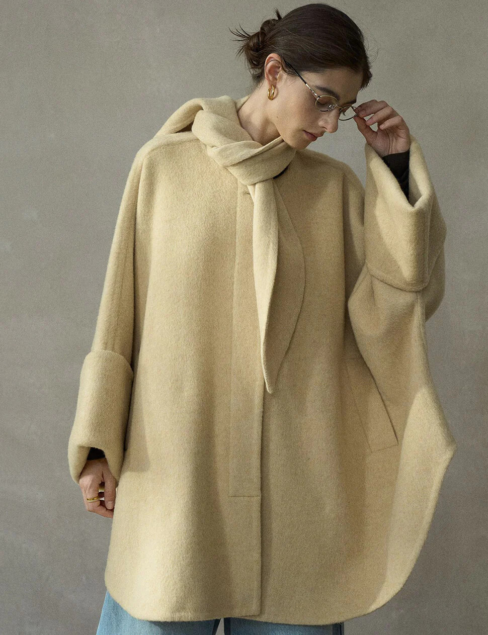 Almond Oversized Scarf Coat | Pixie Market