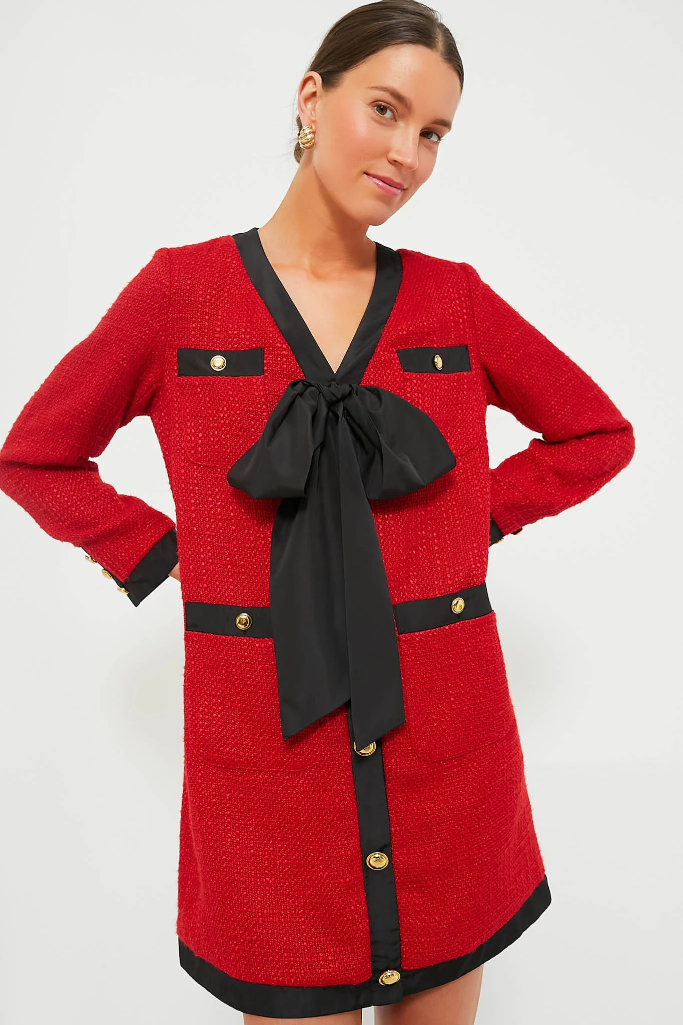 Red Coco Tweed Bow Dress | Tuckernuck (US)