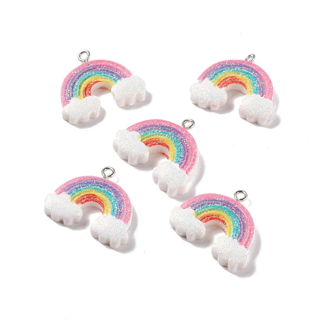 Silvertone Resin Glitter Rainbow Cloud Charm, Set of 5, Rainbow Jewelry, LGBTQ Pride, Choose Past... | Etsy (US)