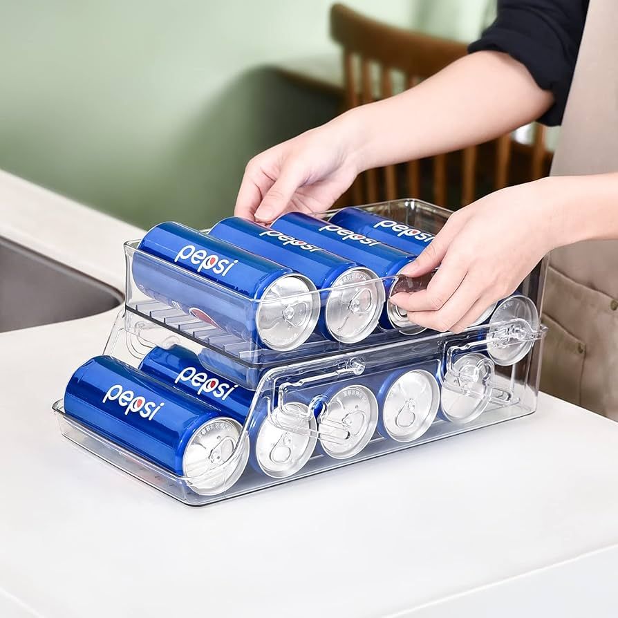 aceyoon Rolling Can Dispenser Fridge, Foldable Can Holder Double-Layer Beer and Soda Can Organise... | Amazon (UK)