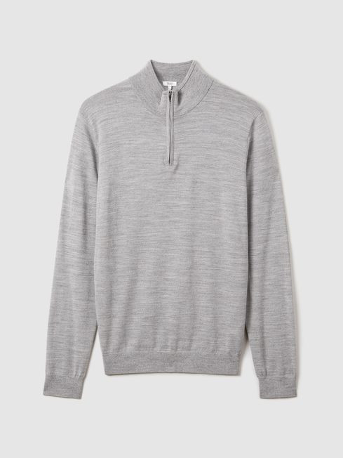 Merino Wool Half-Zip Funnel Neck Jumper | Reiss UK