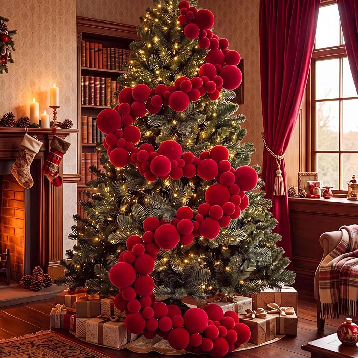 6ft Large Velvet Christmas Ball Garland Ornament | Amazon (US)