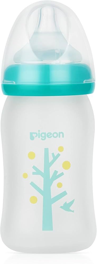 Pigeon Silicone Coating (Glass Inside/Silicone Outside) Nursing Bottle, Tree, Blue, Wide Neck , N... | Amazon (US)