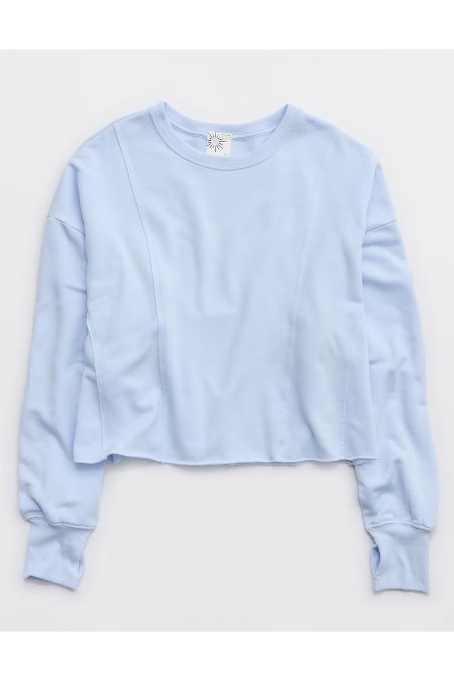 OFFLINE By Aerie OTT Seamed Crewneck Sweatshirt Women's Eyelet Blue XXL | Aerie