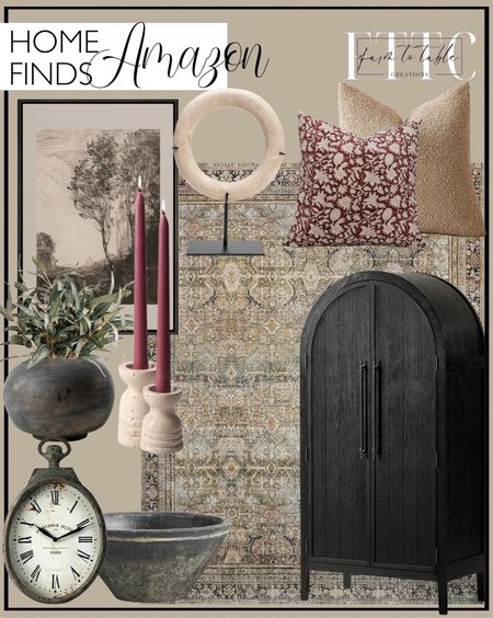 Amazon Home Finds.   Follow @farmtotablecreations on Instagram for more inspiration.

IDEA4WALL Framed Canvas Print Wall Art Dark Country Tree Field Forest Nature Wilderness Illustrations Artissance Earthy Gray Round Pottery Pot, 13.4 Inch Long. Ling's Moment Artificial Salix Leaves. Maven Lane Selene Classical Wooden Cabinet in Antiqued Black Finish. Loloi LAYLA Collection, LAY-03, Olive / Charcoal. Artissance AM85290103 8" W Off-White Bali Stone Ring with Stand Statue, Art Figurine Sculpture, Home Décor Collectible Statuary. Zentique 14.5" Ivory and Green Distressed Finish Oval Table Clock. WORHE Candle Holders True Natural Travertine Stone Set of 2 Premium Marble Candlestick Holder. 47th & Main Cement Decorative Bowl Planter. Fabritual Block Print Cotton 18x18 Throw Pillow Covers Square. Foindtower Textured Boucle Throw Pillow Covers Accent Solid Pillow Cases. Amazon Home. Amazon Home Finds. Amazon Prime. Affordable Decor. Living Room Decor. 

#LTKfindsunder50 #LTKhome #LTKsalealert