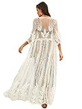 Swimsuit Coverup lace Kimono Cardigan Casual Beach Coverup for Leggings or Jeans (903) | Amazon (US)