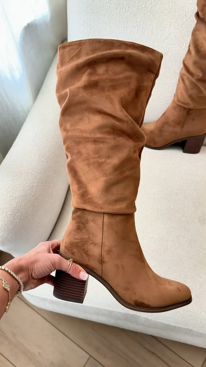 New at Target! Slouchy knee-high boots that cut below the knee. TTS for me. Love the chunky heel! Fall outfits. Fall style. Everyday outfits. Brunch outfits. Elevated casual outfits.

#LTKootd #LTKSeasonal #LTKgrwm