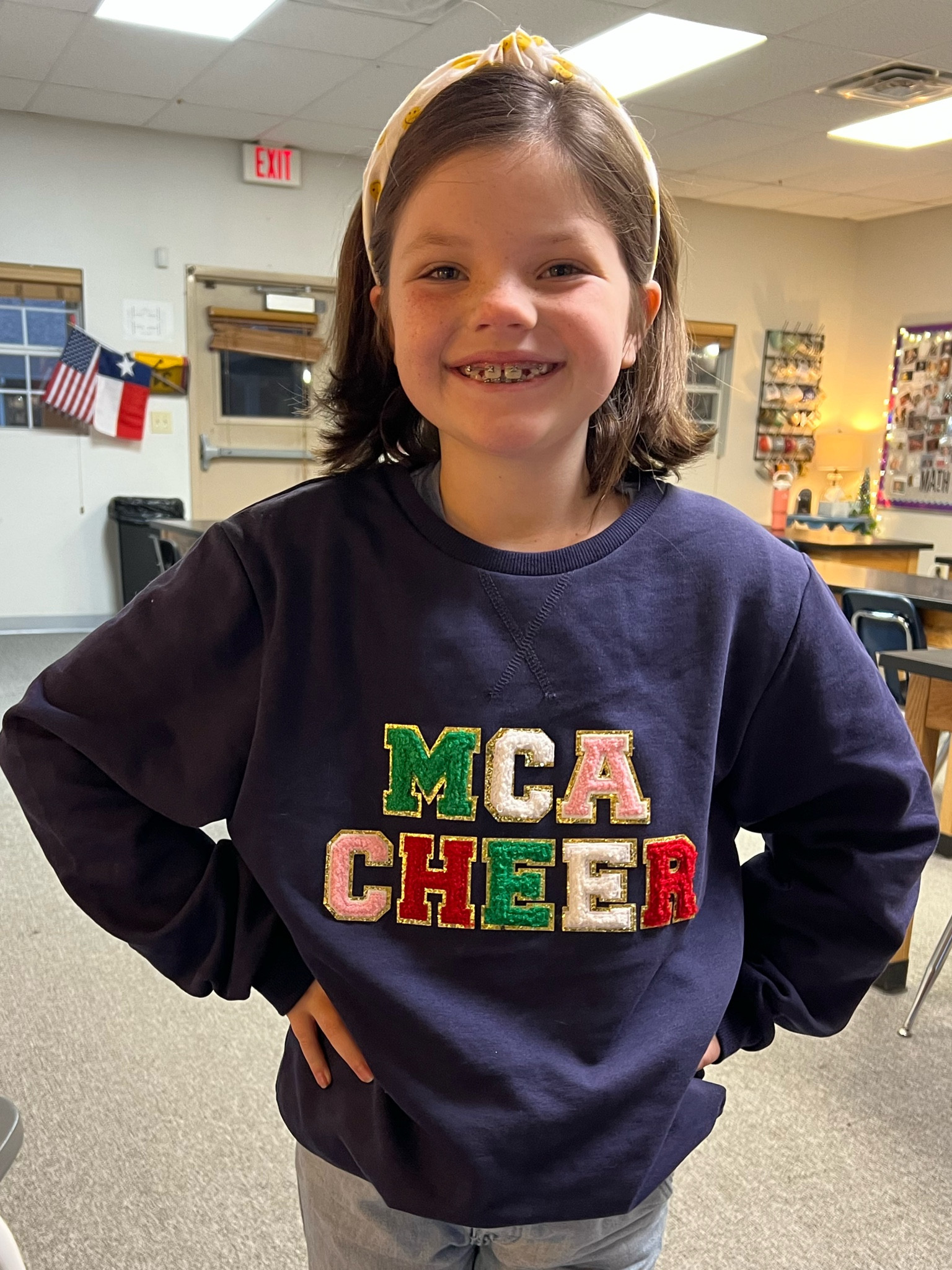 Sweatshirt and letter links - they’re self adhesive and my plan is to sew them down over Christmas break. We’ll probably hand wash and hang to dry ;)