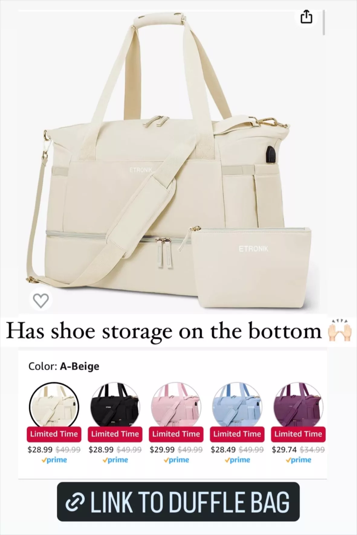 ETRONIK Overnight Bags for Women, … curated on LTK