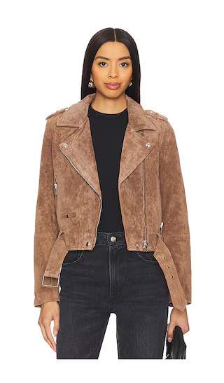 Coffee Bean Suede Cropped Moto Jacket | Revolve Clothing (Global)