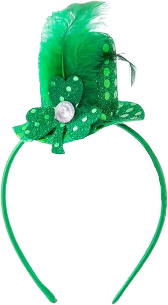 St Patricks Day Headband Clover Shamrock Headbands Irish Green Leprechaun Hat St. Patrick’s Day... | Amazon (US)